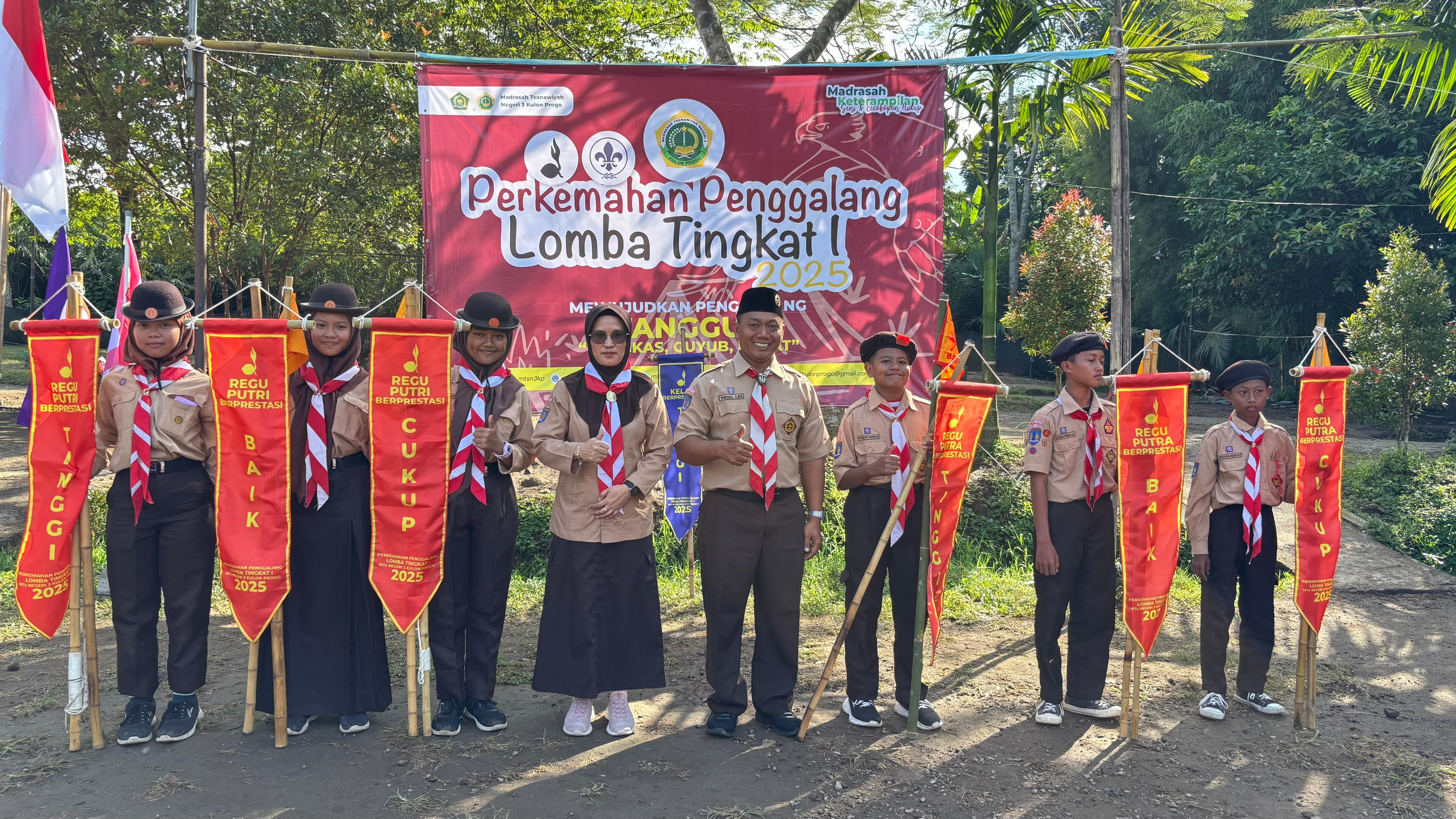 Regu Matahari dan Banteng Raih Prestasi Tinggi pada Lomba Tingkat 1 MTsN 3 Kulon Progo di Bumi Perkemahan Jaka Garong
