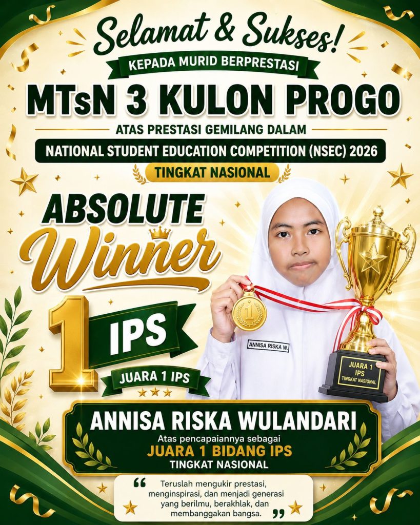 Siswa MTsN 3 Kulon Progo Raih Absolute Winner NSEC 2026 dan Juara Pertama IPS Nasional