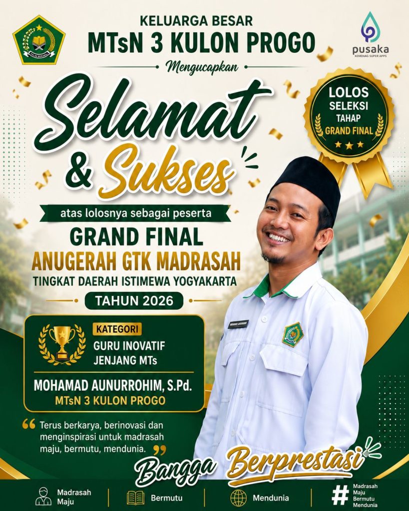 Melaju ke Grand Final Anugerah GTK Madrasah DIY, Guru MTsN 3 Kulon Progo Siap Berikan yang Terbaik