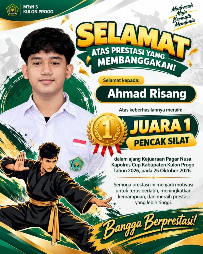 Ahmad Risang MTsN 3 Kulon Progo Juara Pertama Pagar Nusa Kapolres Cup